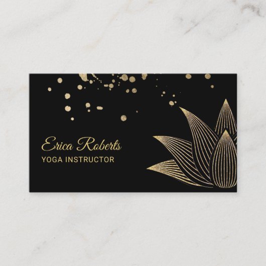Yoga Instructor Modern Gold Lotus Flower Visitekaartje (Voorkant)
