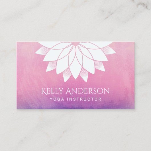 Yoga Instructor Modern Lotus Floral Mandala Visitekaartje (Voorkant)