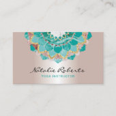 Yoga Instructor Modern Roos Gold Blauwgroen Mandal Visitekaartje (Voorkant)