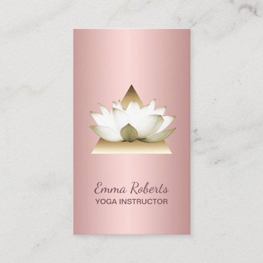 Yoga Instructor Modern Roos Gold Lotus Triangle Visitekaartje (Voorkant)