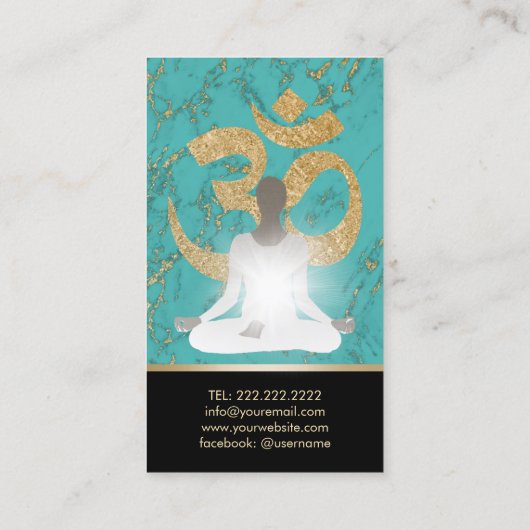 Yoga Instructor Namaste Turquoise & Gold Visitekaartje (Achterkant)