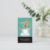 Yoga Instructor Namaste Turquoise & Gold Visitekaartje (Staand voorkant)