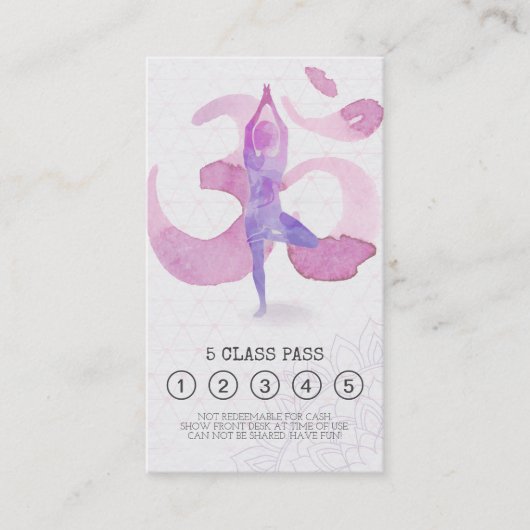 Yoga Instructor Om Symbol Klasse Loyalty Kaart (Voorkant)