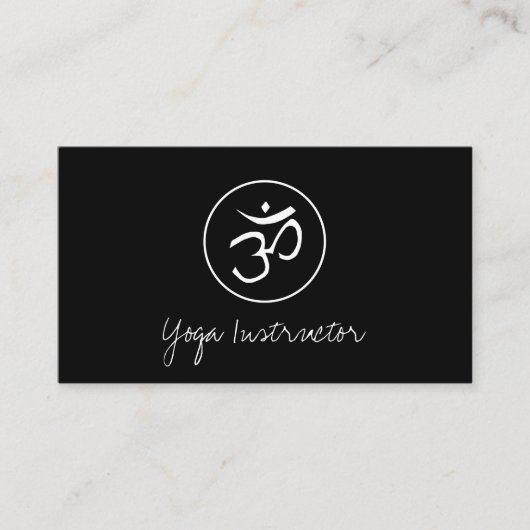 Yoga Instructor Om Symbol Simple Black White Visitekaartje (Voorkant)