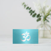 Yoga Instructor Om Typography Modern Turquoise Visitekaartje (Staand voorkant)