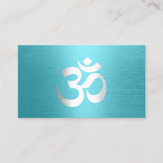 Yoga Instructor Om Typography Modern Turquoise Visitekaartje (Voorkant)