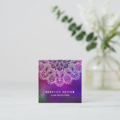 Yoga Instructor Paarse Waterverf Mandala Vierkante Visitekaartje (Staand voorkant)