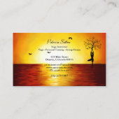 Yoga Instructor Palm Trees Ocean Sunset Silhouette Visitekaartje (Achterkant)