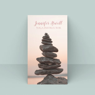 Yoga Instructor Peach Pink Zen Stones Meditation Visitekaartje