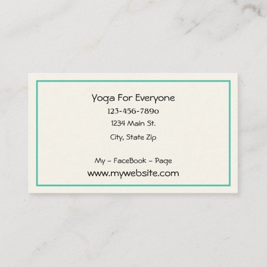 YOGA Instructor  Persoonlijke Visitekaartjes (Achterkant)