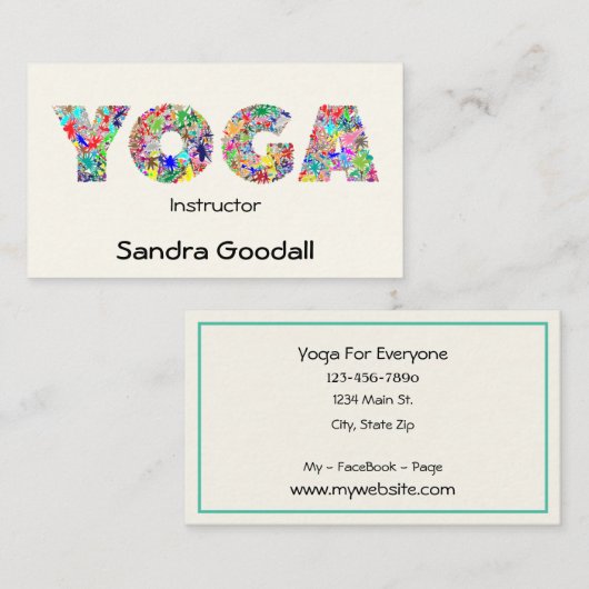 YOGA Instructor Persoonlijke Visitekaartjes (Voorkant / Achterkant)