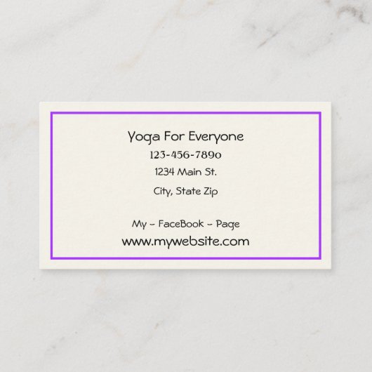 YOGA Instructor  Persoonlijke Visitekaartjes (Achterkant)