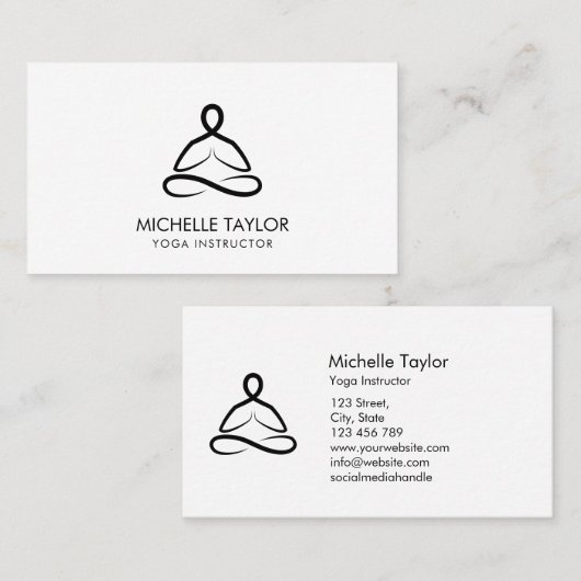Yoga Instructor Pilates Fitness Modern Minimalist Visitekaartje (Voorkant / Achterkant)