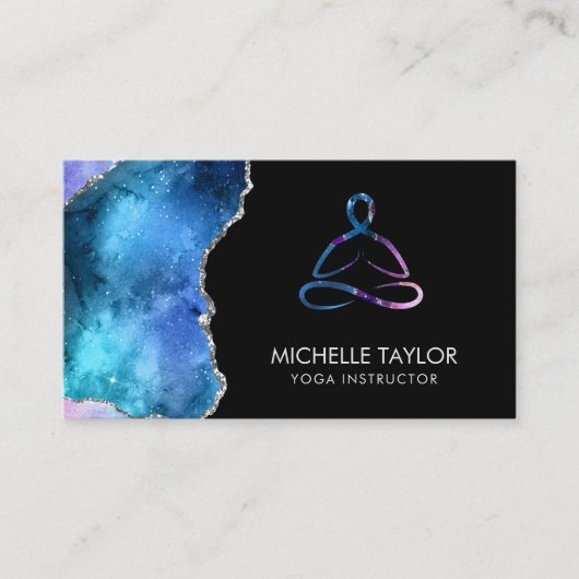 Yoga Instructor Pilates Fitness Modern Nebula Visitekaartje (Voorkant)