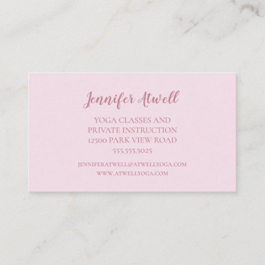 Yoga Instructor Pink Floral Cherry Blossom Trees Visitekaartje (Achterkant)