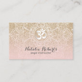 Yoga Instructor Pink Gold Glitter Floral Mandala Visitekaartje (Voorkant)
