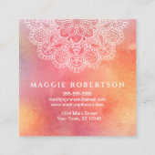Yoga Instructor Pink Waterverf Mandala Vierkante Visitekaartje (Achterkant)