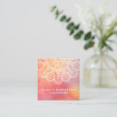 Yoga Instructor Pink Waterverf Mandala Vierkante Visitekaartje (Staand voorkant)