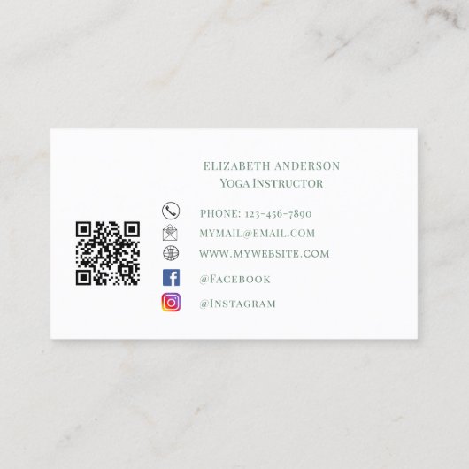 Yoga Instructor pose green retro slogan Visitekaartje (Achterkant)