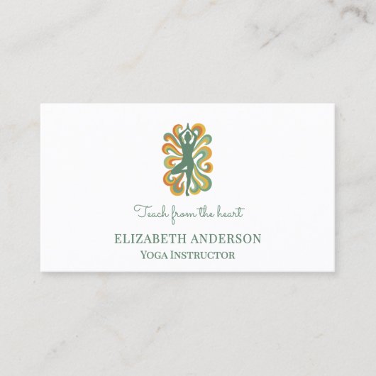 Yoga Instructor pose green retro slogan Visitekaartje (Voorkant)