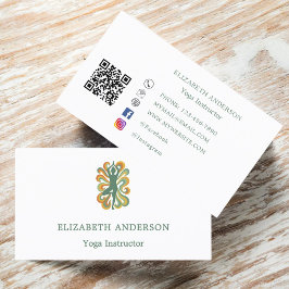 Yoga Instructor pose green retro Visitekaartje
