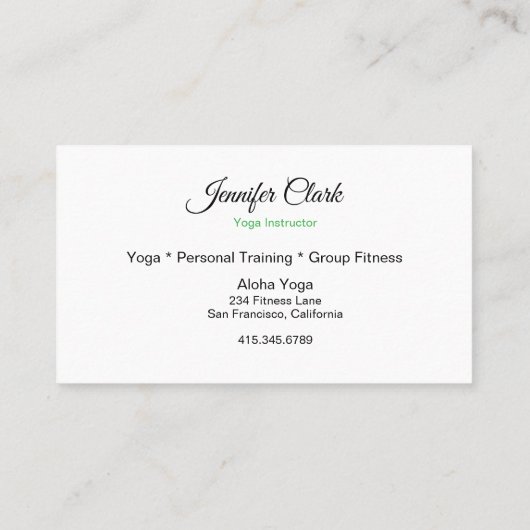 Yoga Instructor & Poses Visitekaartje (Achterkant)