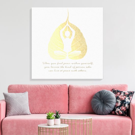 Yoga Instructor Quote Meditation Pose Bodhi Leaf C Canvas Afdruk (Insitu (Woonkamer))