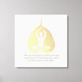 Yoga Instructor Quote Meditation Pose Bodhi Leaf C Canvas Afdruk