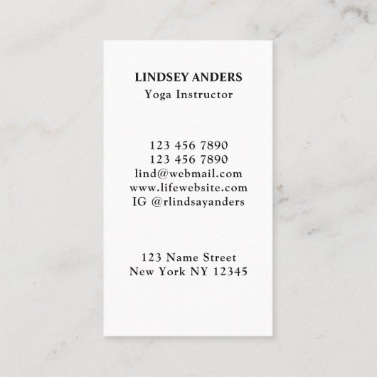 Yoga Instructor Rainbow Colour Tree Visitekaartje (Achterkant)