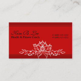 Yoga Instructor Red Asian Hand Drawing Lotus Visitekaartje