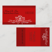 Yoga Instructor Red Asian Hand Drawing Lotus Visitekaartje (Voorkant / Achterkant)