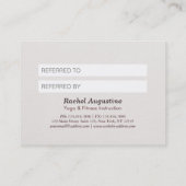 YOGA Instructor Referral Kaart Meditation Pose Zen (Achterkant)