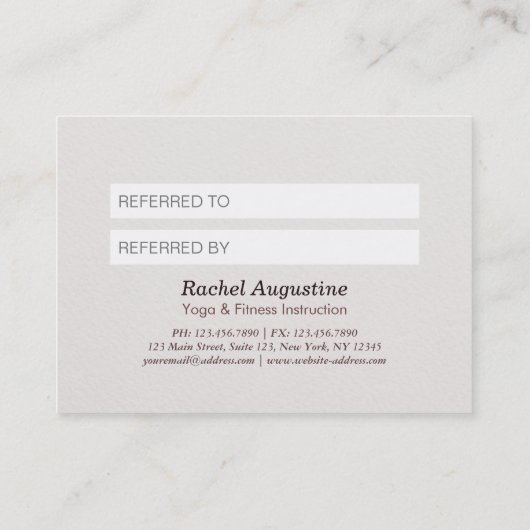 YOGA Instructor Referral Kaart Meditation Pose Zen (Achterkant)