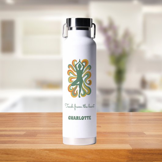 Yoga instructor retro swirls name quote waterfles