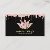 Yoga Instructor Roos Gold Dripping Lotus Flower Visitekaartje (Voorkant)