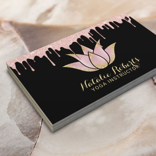 Yoga Instructor Roos Gold Dripping Lotus Flower Visitekaartje