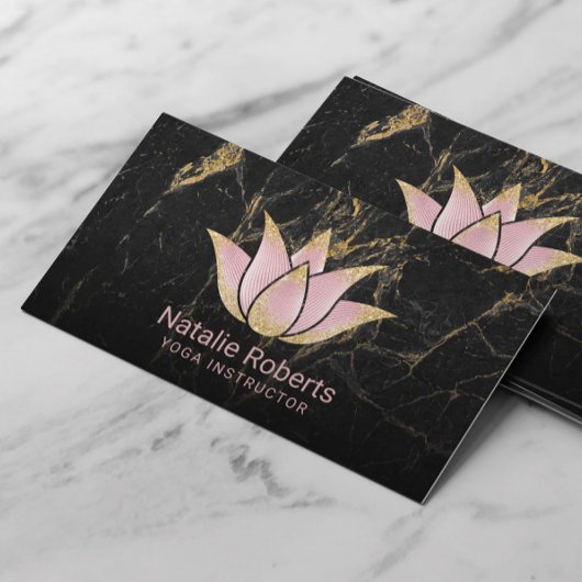 Yoga Instructor Roos Gold Lotus Black Marble Visitekaartje