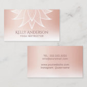 Yoga Instructor Roos Gold Lotus Floral Elegant Visitekaartje (Voorkant / Achterkant)