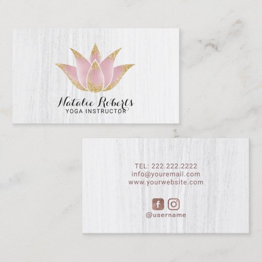 Yoga Instructor Roos Gold Lotus Flower Salon Spa Visitekaartje (Voorkant / Achterkant)
