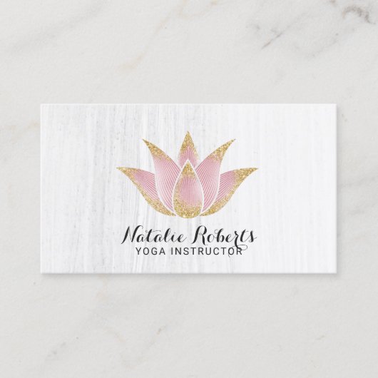 Yoga Instructor Roos Gold Lotus Flower Salon Spa Visitekaartje (Voorkant)