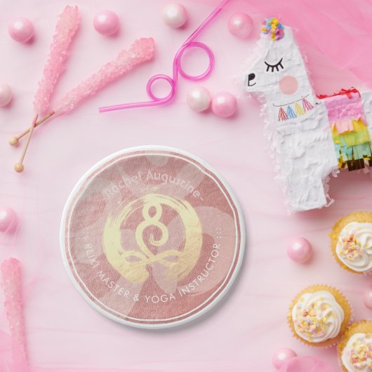 Yoga Instructor Roos Gold Meditation Pose Papieren Bordje (Feest)