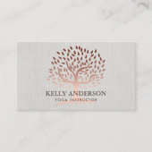 Yoga Instructor Roos Gold Tree Elegant Linen Visitekaartje (Voorkant)