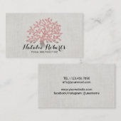 Yoga Instructor Roos Gold Tree Elegant Linen Visitekaartje (Voorkant / Achterkant)