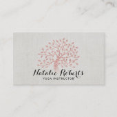 Yoga Instructor Roos Gold Tree Elegant Linen Visitekaartje (Voorkant)