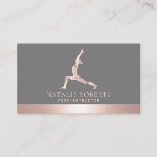 Yoga Instructor Roos Gold Warrior Pose Logo Visitekaartje (Voorkant)