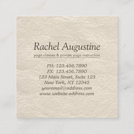 Yoga Instructor Root Chakra Muladhara Mantra LAM Vierkante Visitekaartje (Achterkant)