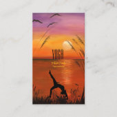 Yoga Instructor Silhouette Pose Sunset Visitekaartje (Voorkant)