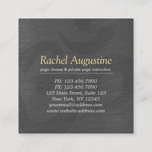 Yoga Instructor Silver Gold Meditation Pose ZEN OM Vierkante Visitekaartje (Achterkant)