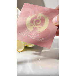 Yoga Instructor Silver Gold Meditation Pose ZEN OM Vierkante Visitekaartje