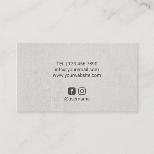 Yoga Instructor Silver Tree Elegant Linen Visitekaartje (Achterkant)